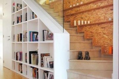 TỦ CẦU THANG + KỆ SÁCH 005