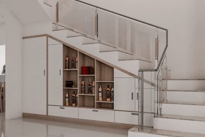 TỦ CẦU THANG + KỆ TRƯNG BÀY 008