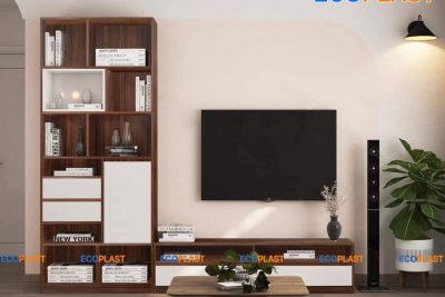 TỦ TIVI KÈM KỆ SÁCH ĐỨNG 012 BẰNG NHỰA ECOPLAST CAO CẤP
