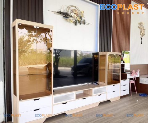 Thi công tủ Tivi bằng nhựa Thuận An Bình Dương